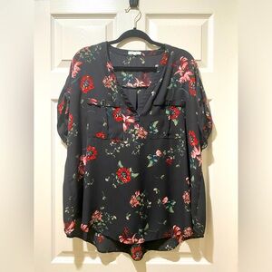 Maurice 1x women's blouse in black floral